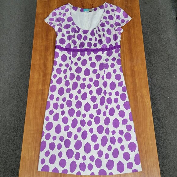Boden Purple Polka Dot Empire Waist Scoop Neck Dress - 6R - Picture 5 of 12